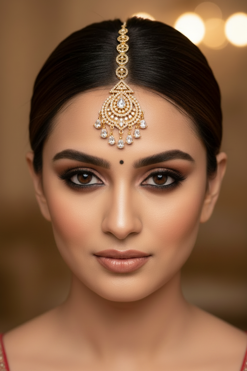 in Gold: AD Stone Tikka for Divine