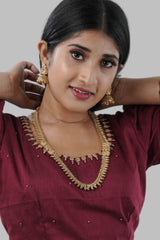 Glittering Gold-Polished Temple Jewelry Necklace Set with Jhumka Jewelry JCS Fashions