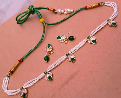 Gold-Plated White Pearl & Red Bead Choker Set with Earrings - JCSFashions Jewelry JCS Fashions