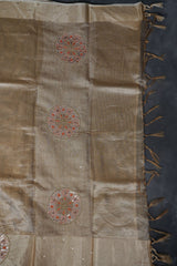 Gold Tissue Silk Sarees with Hand Embroidery and Maggam Work Blouse SAREE JCS Fashions