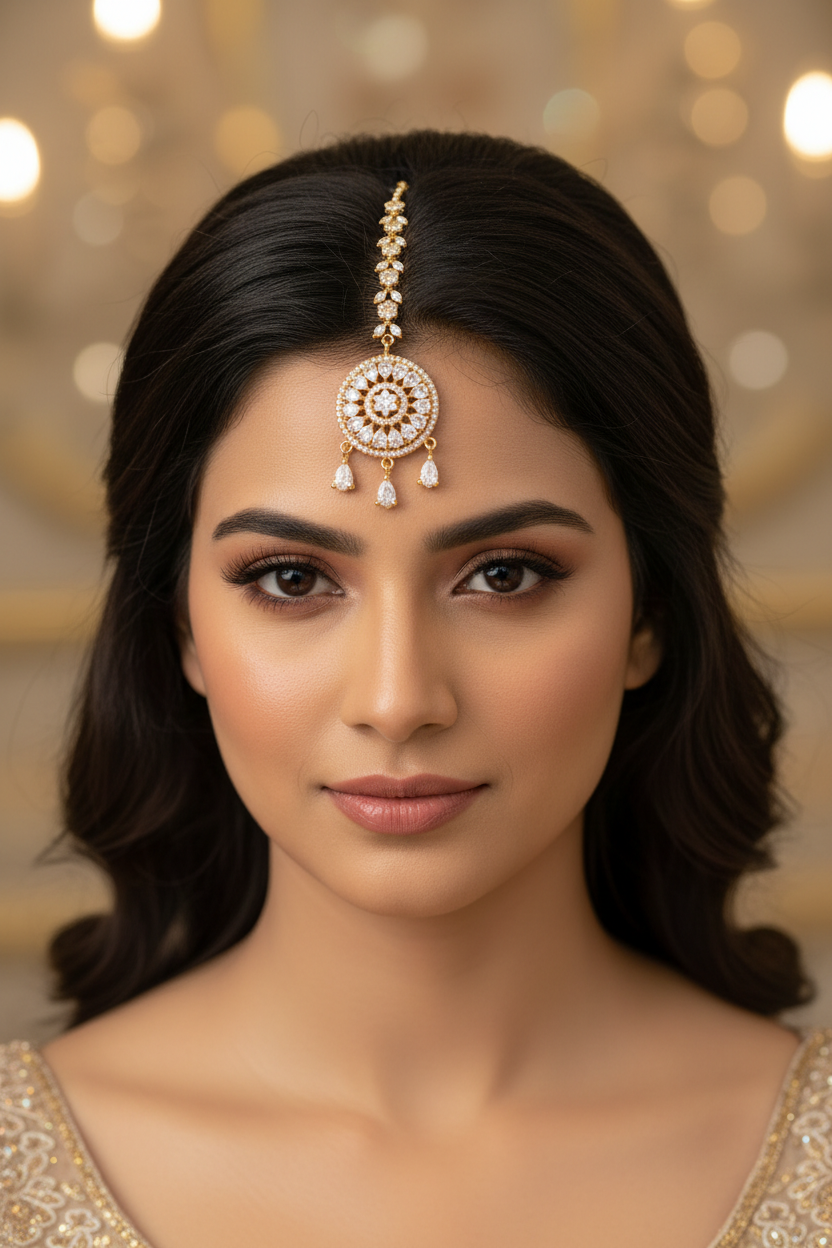 Golden Elegance: AD Stone Tikka for Timeless Glam at JCSFashions