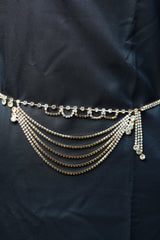 Golden Elegance: Multi-Layer Stone Hip Chain with White Stones Hip Belt JCS Fashions