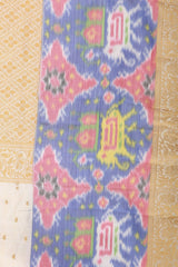Golden Zari And Pochampally Ikkat Border Semi Silk Saree With Blouse SAREE JCS Fashions