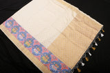 Golden Zari And Pochampally Ikkat Border Semi Silk Saree With Blouse SAREE JCS Fashions