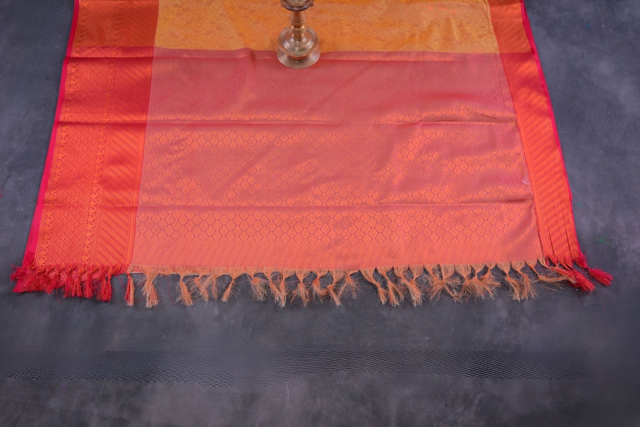 Golden Zari Semi-Silk Saree with Mango-Leaf Motif - Traditional Elegance Saree JCS Fashions