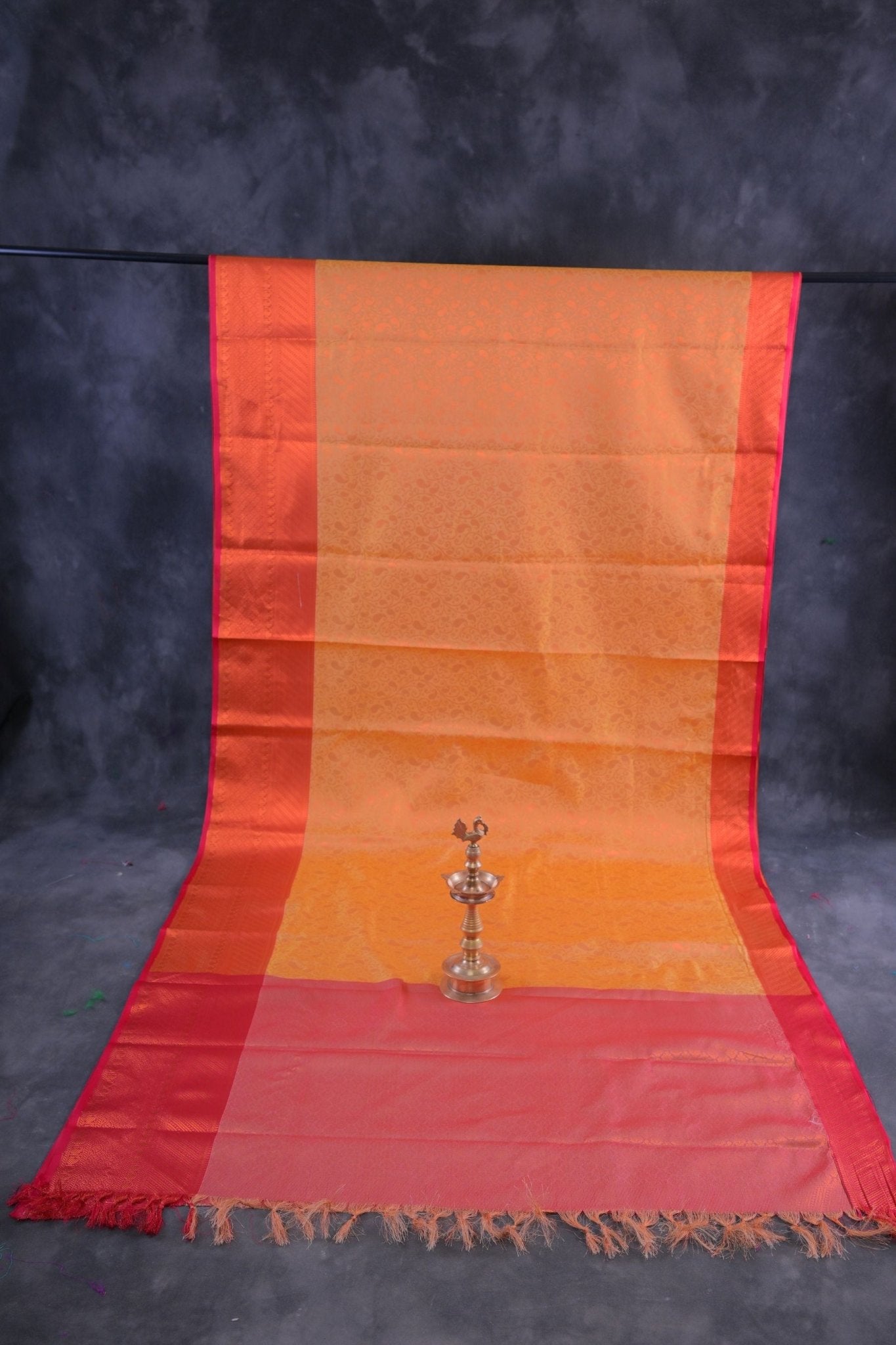 Golden Zari Semi-Silk Saree with Mango-Leaf Motif - Traditional Elegance Saree JCS Fashions