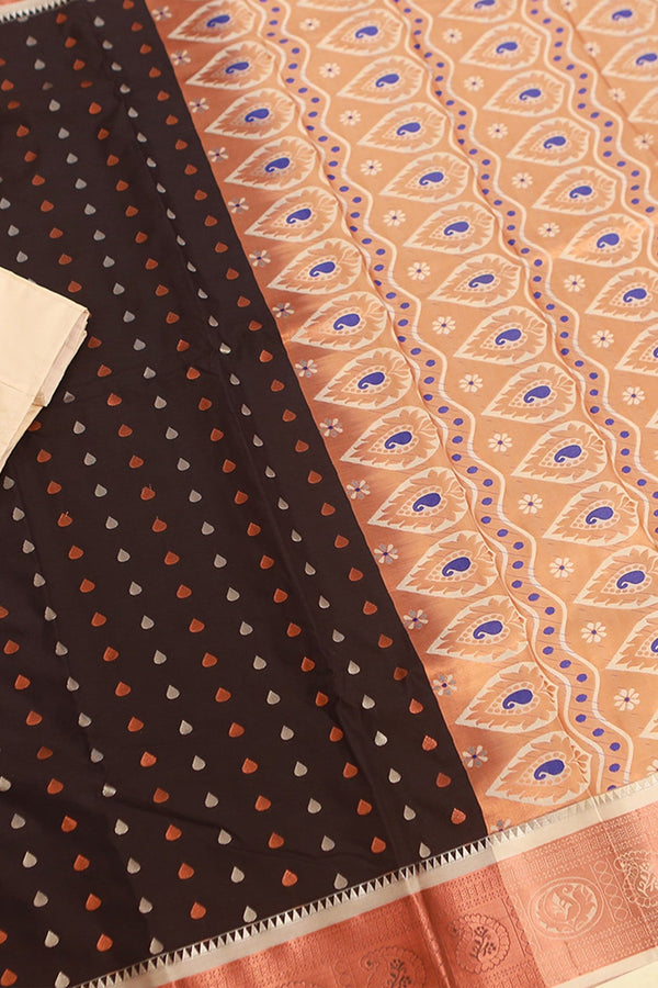 Golden Zari Soft Silk Saree with Rich Pallu | Handloom Design Saree JCS Fashions Black 5.5 meters