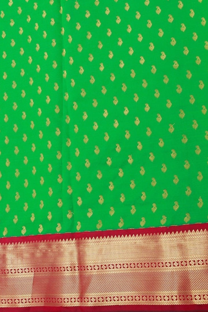 Green Korvai Buttis Semi Silk Saree: Designer Tassels, Maggam Work Blouse SAREE JCS Fashions