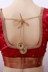 Green Korvai Buttis Semi Silk Saree: Designer Tassels, Maggam Work Blouse SAREE JCS Fashions