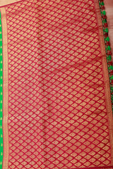 Green Korvai Buttis Semi Silk Saree: Designer Tassels, Maggam Work Blouse SAREE JCS Fashions