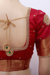 Green Korvai Buttis Semi Silk Saree: Designer Tassels, Maggam Work Blouse SAREE JCS Fashions