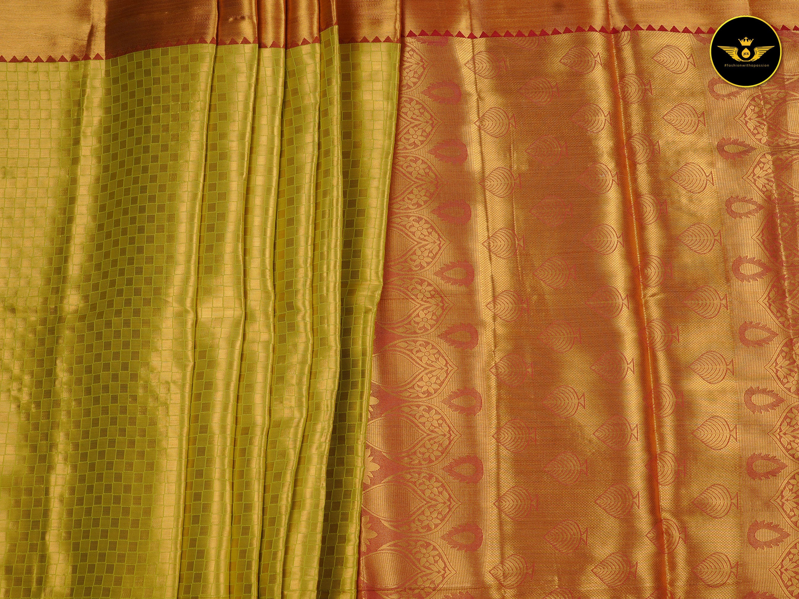 Exquisite Kanchipuram Semi-Bridal saree with Big borders SAREE JCS Fashions
