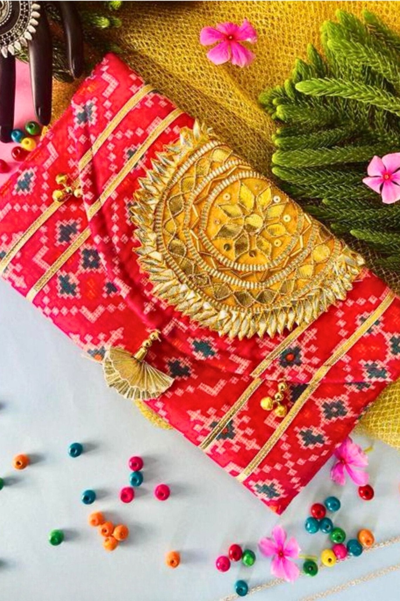 Hand-Embroidered Fabric Clutch Bag: Traditional for Special Festivities Clutch JCS Fashions