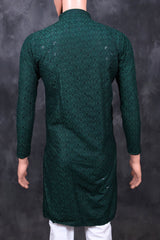 Hand-Embroidered Men's Lakhnavi Kurta with Sequin Details Men JCS Fashions