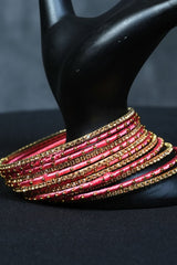 Handcrafted 23-Piece Fancy metal bangles Set with Golden Beads Bangles JCS Fashions