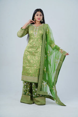 Green Embroidered Salwar Kameez with Dupatta