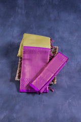 Handcrafted Pure Kanchipuram Silk Saree with Golden Butties Saree JCS Fashions Lemon Yellow 5.5 meters