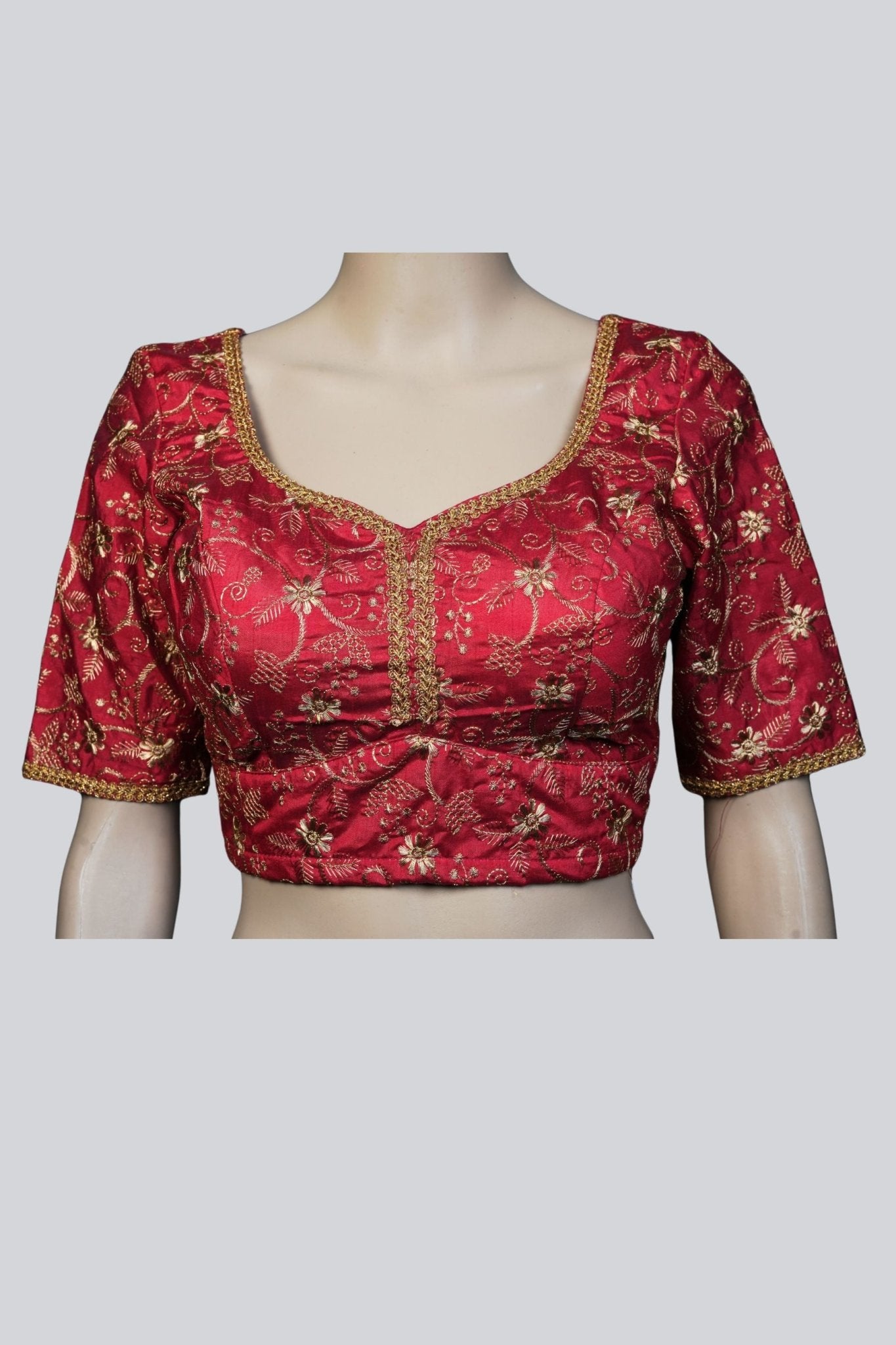 Handcrafted Thread Work Katori Blouse - JCS Fashions Staple Blouse JCS Fashions Red 36