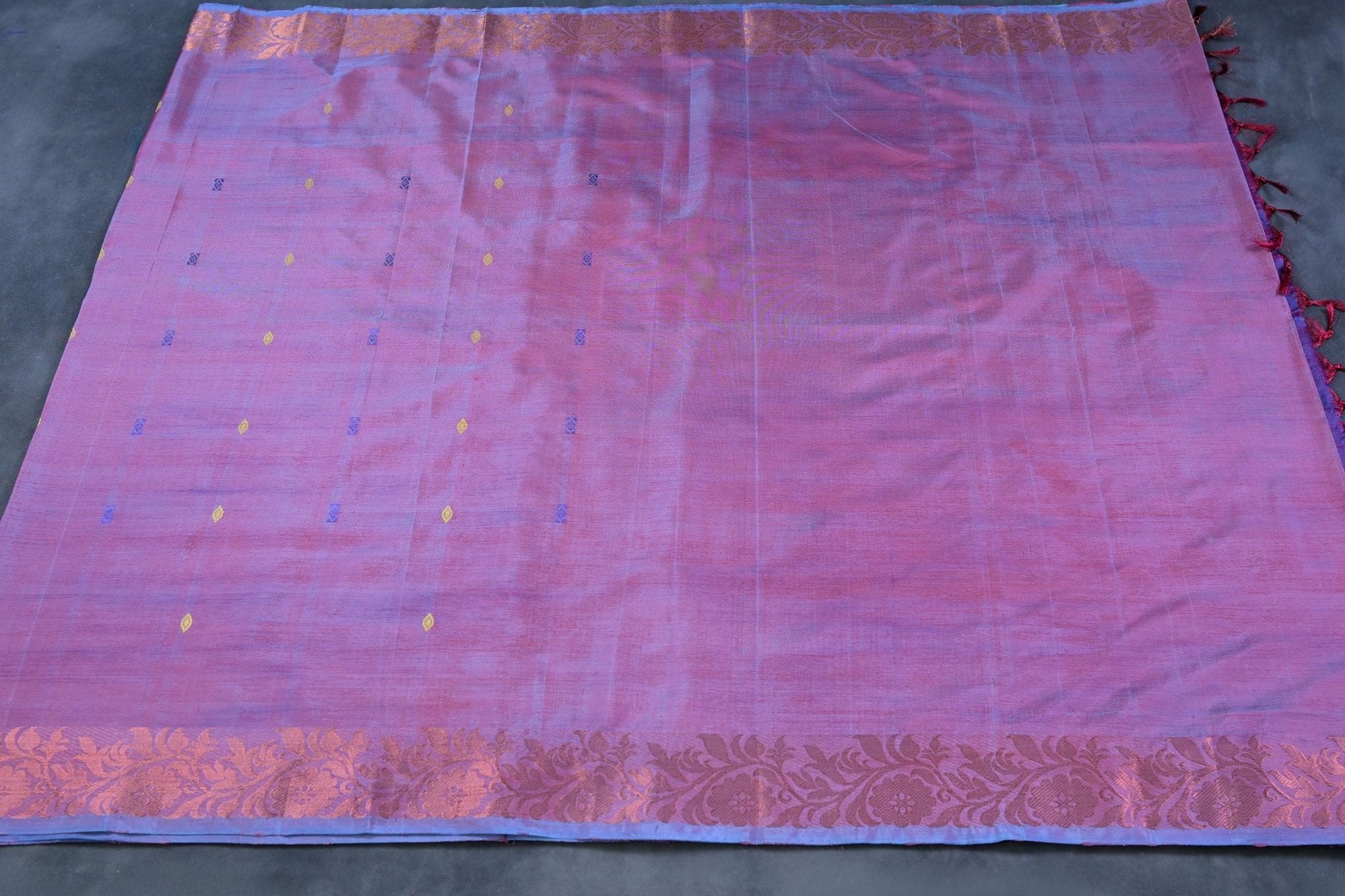 Handcrafted Vaazhai Naar Saree with Luxe Copper Zari Border Saree JCS Fashions
