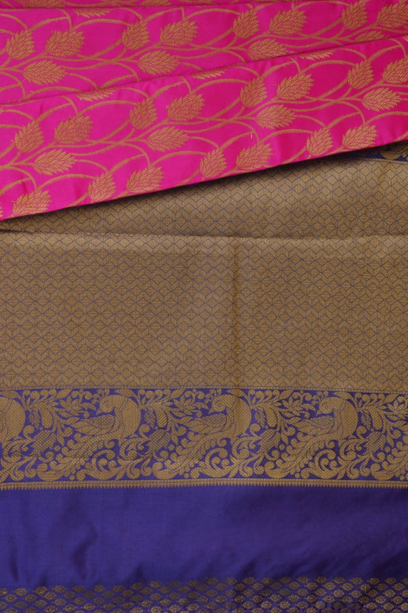 Handwoven Kanchipuram Silk Saree with Pink and Purple Border SAREE JCS Fashions