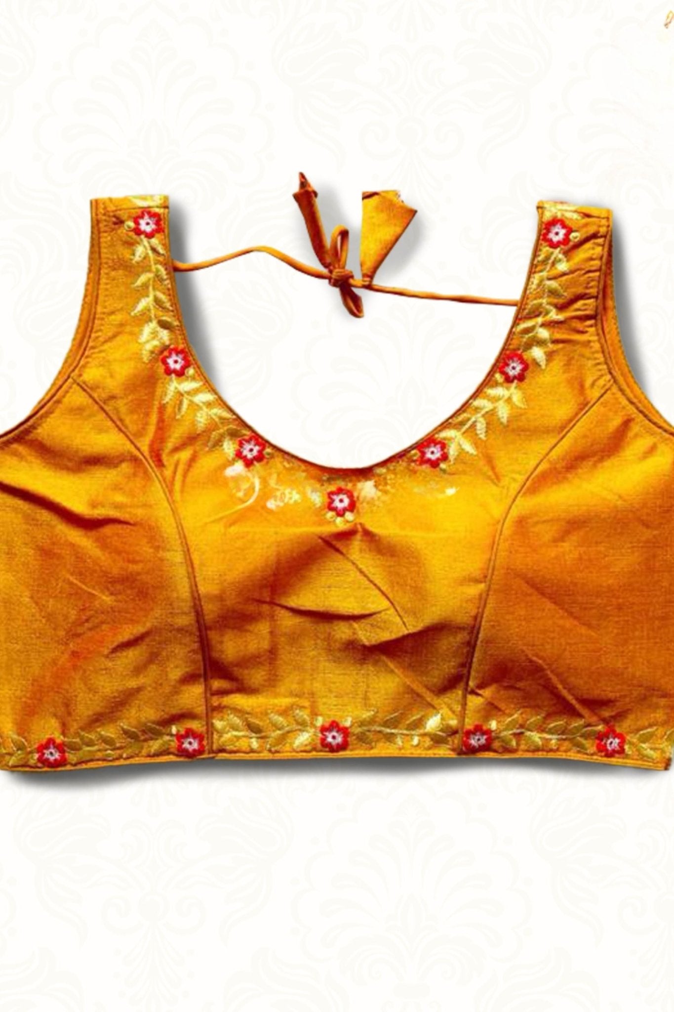 Heavy Phantom Silk Blouse with tone to tone machine embroidery work - JCS Fashions