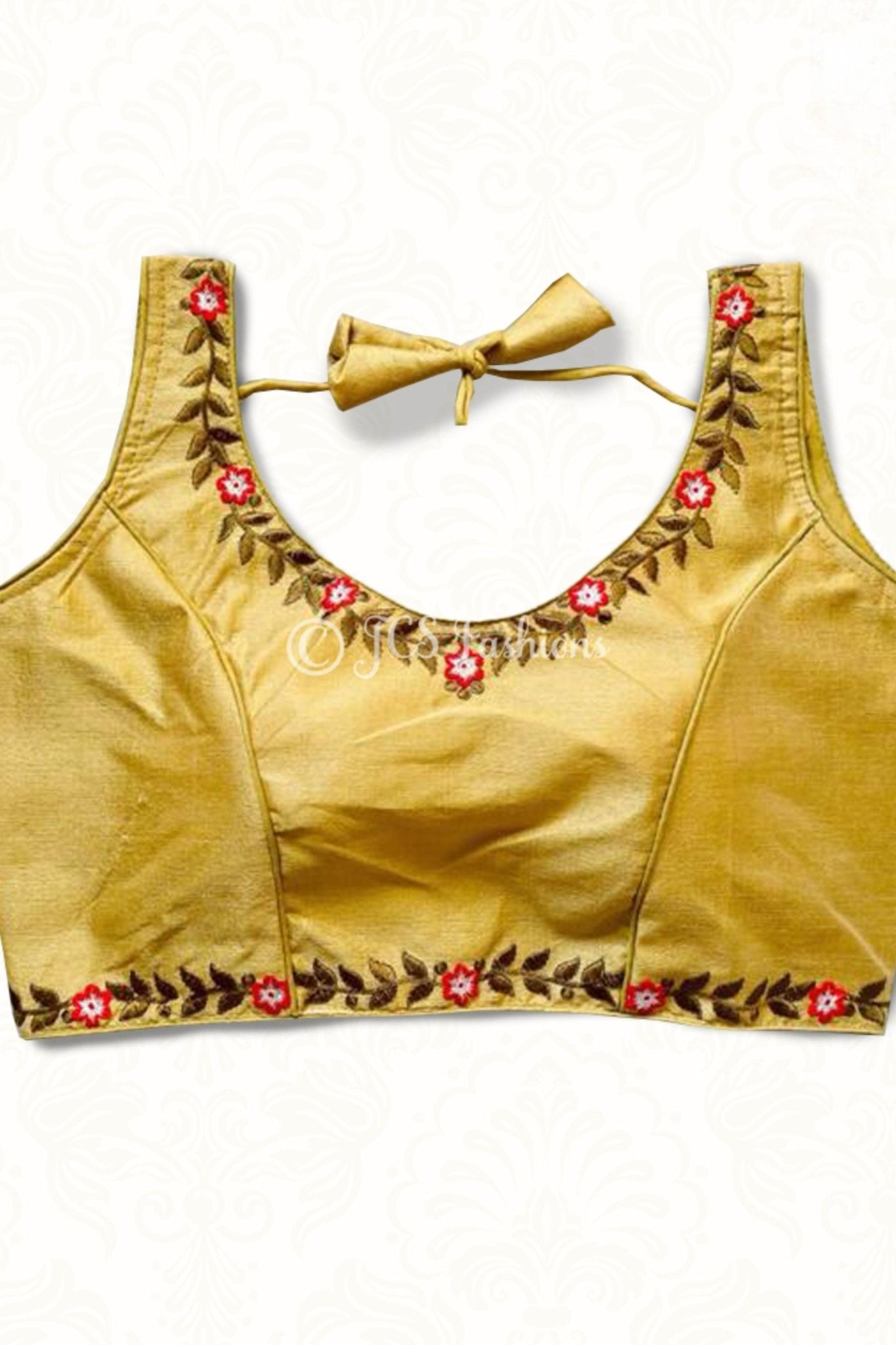 Heavy Phantom Silk Blouse with tone to tone machine embroidery work - JCS Fashions