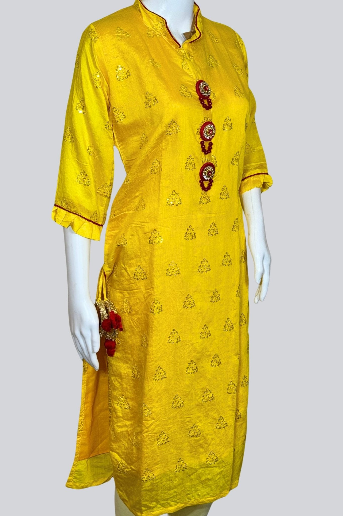 Indian Fashion Kurti, Muslin Silk Fabric Beautiful Butti Ghatchola - JCS Fashions