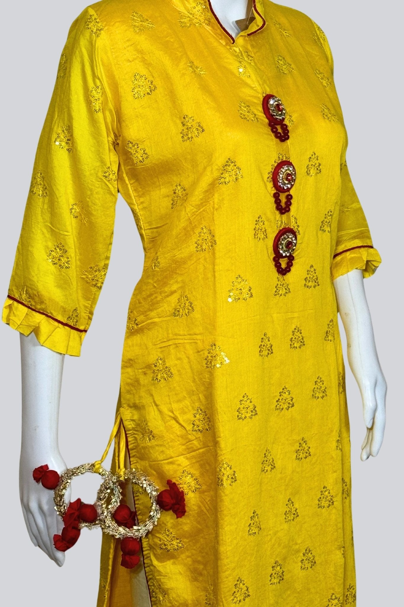 Indian Fashion Kurti, Muslin Silk Fabric Beautiful Butti Ghatchola - JCS Fashions
