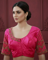 Pink Aari & Maggam Work Bridal Blouse