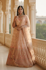 JCS Fashion's A-line Designer Lehenga with Embroidery and sequins LEHENGA JCS Fashions Peach Large (40)