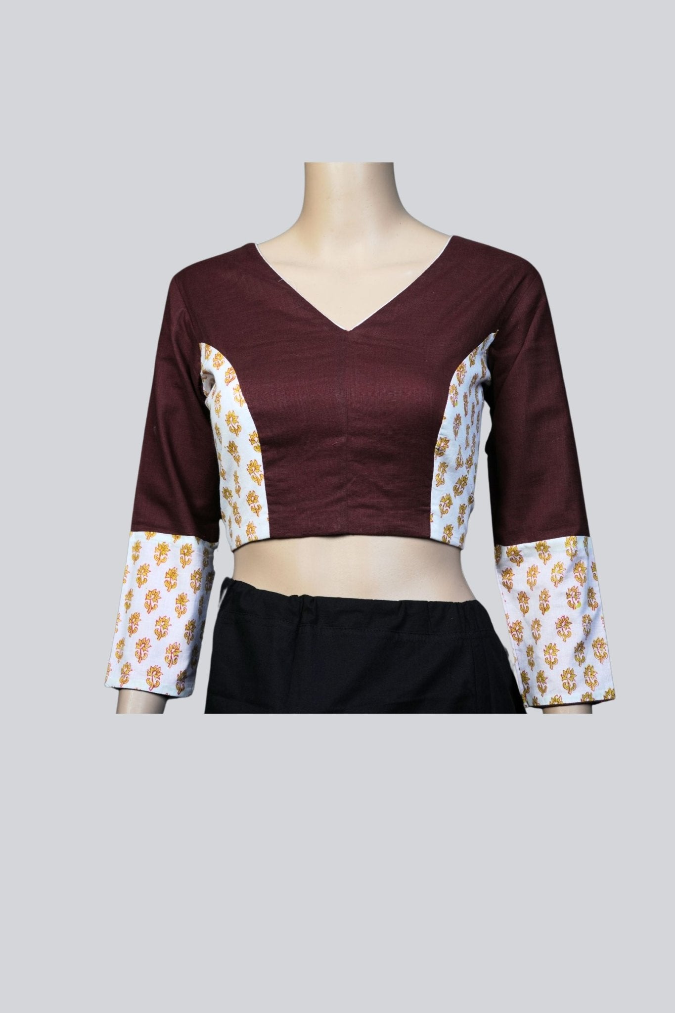 JCS Fashions Exclusive Designer Blouse in High-Quality Cotton, Back Open Blouse JCS Fashions light Brown 38