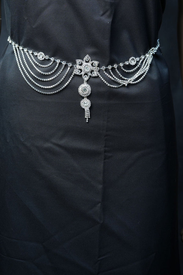 JCS Fashion's Glamorous Multi-Layer White Stone Hip Chain -High-Shine Jewelry JCS Fashions White 18-38"