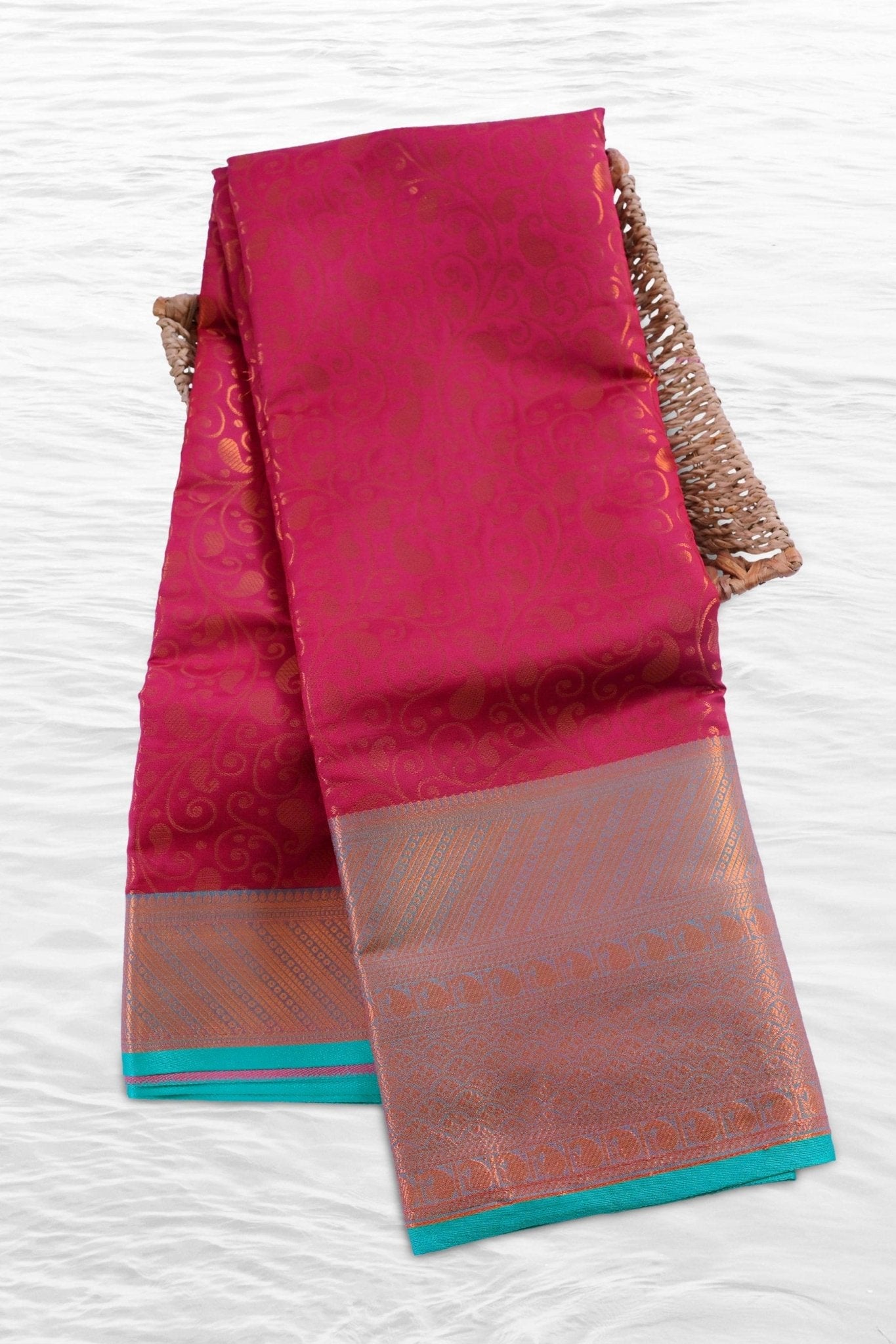 JCSFashions Grandeur Semi Silk Saree with Golden Zari & Exotic Designs Saree JCS Fashions Red 5.5 meters