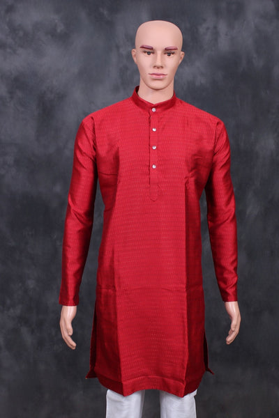 JCSFashions Men's Luxe Semi-Silk Wedding Kurta: Tradition Meets Style Men JCS Fashions Red Large (40)