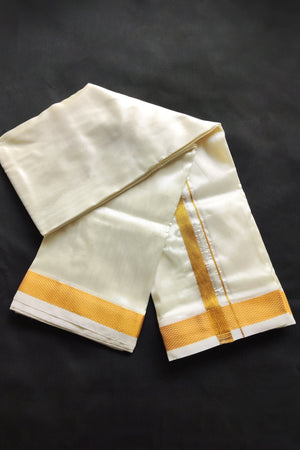 Men's 8 MULAM Traditional Cream Veshti- Blend of Comfort & Elegance