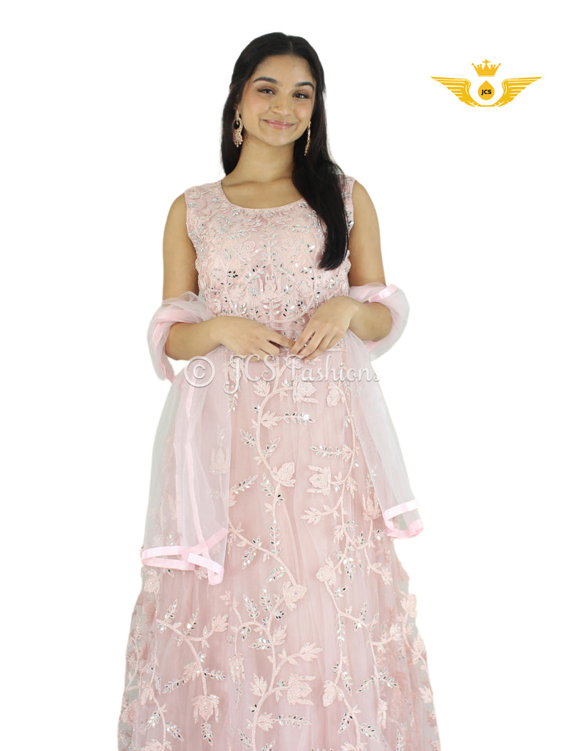 Stunning Fit & Flare Floor Length Dress with real mirror work!