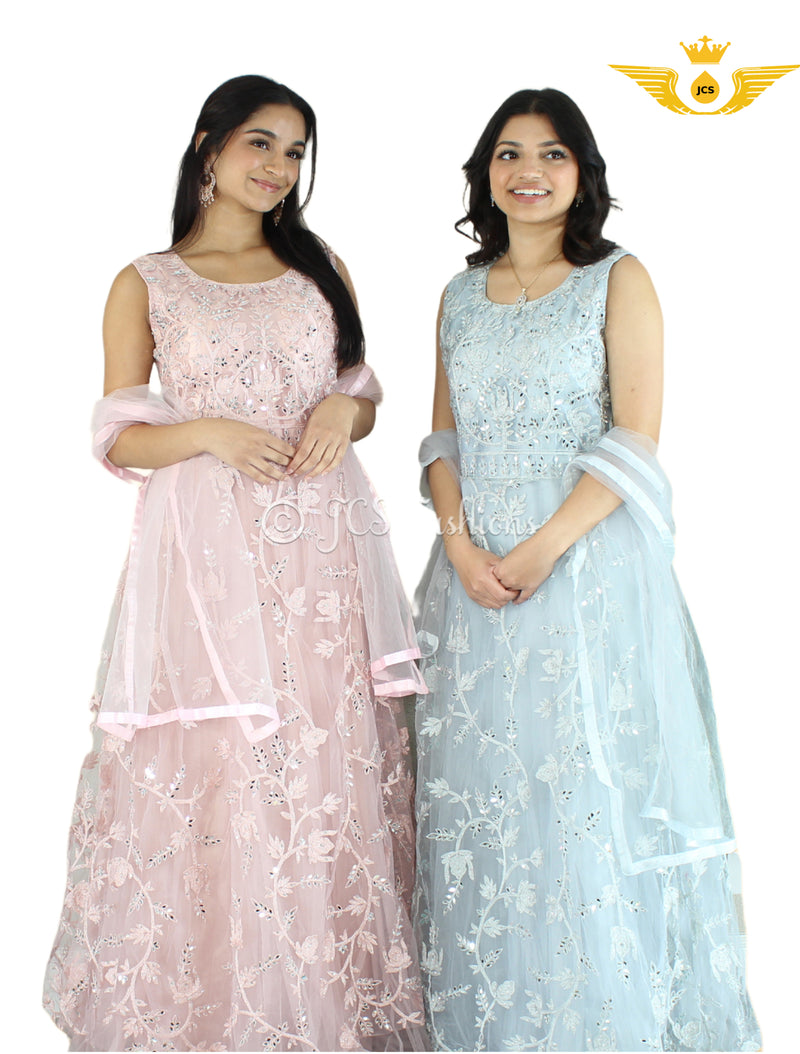 Stunning Fit & Flare Floor Length Dress with real mirror work!