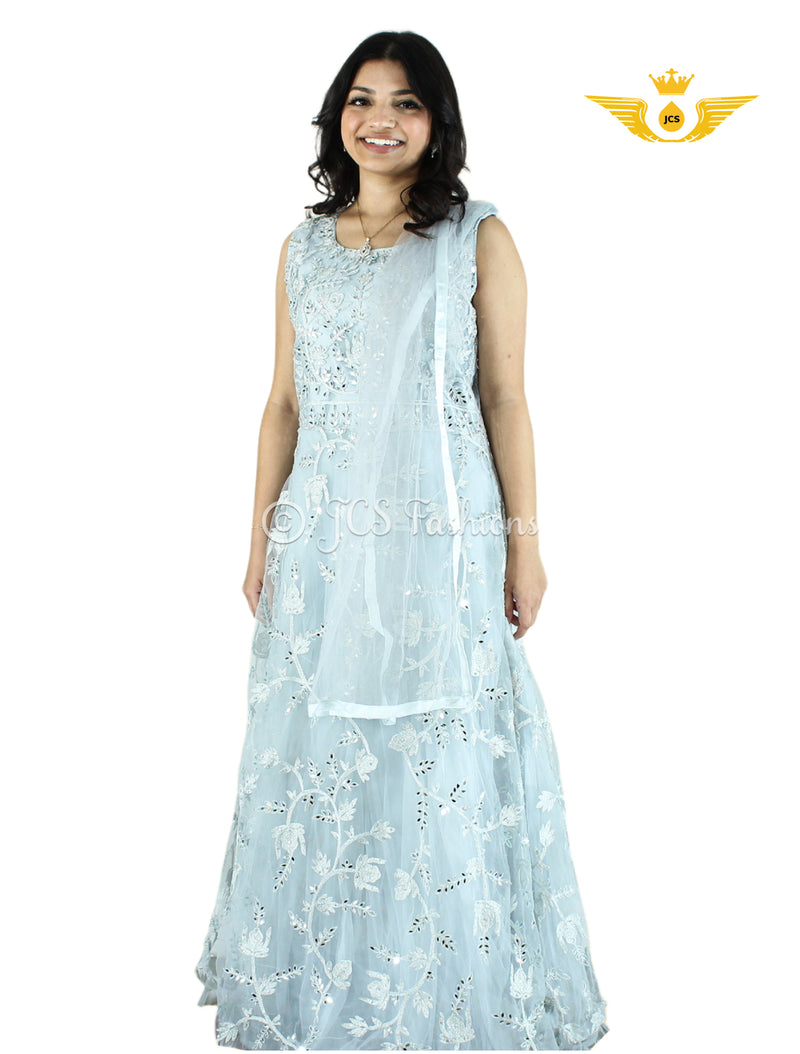 Stunning Fit & Flare Floor Length Dress with real mirror work!