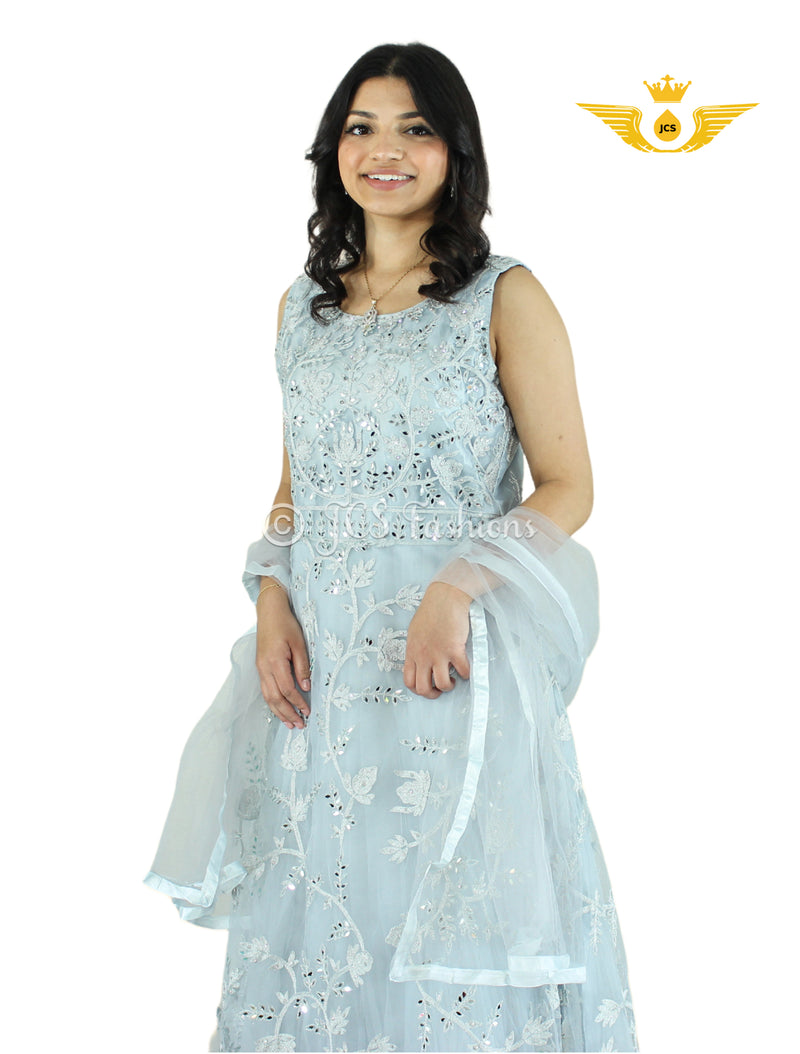 Stunning Fit & Flare Floor Length Dress with real mirror work!