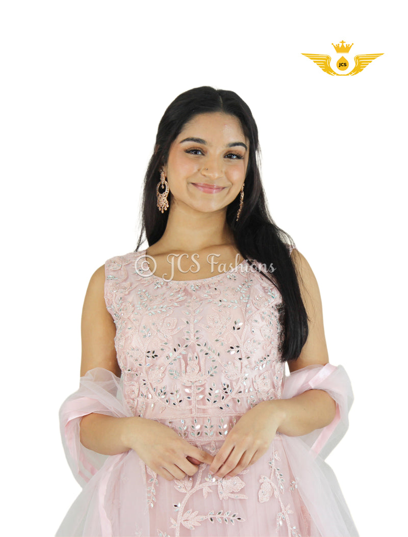Stunning Fit & Flare Floor Length Dress with real mirror work!