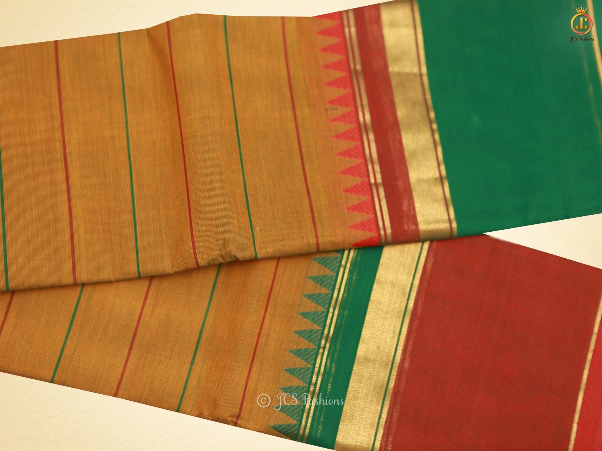 Kanchi Cotton Temple Design Saree with Thread Lines. Mustard Color SAREE JCS Fashions Mustard Yellow 5.5 meters