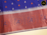 Kanchipuram Handloom Soft Silk Saree with Golden and Silver Zari Saree JCS Fashions