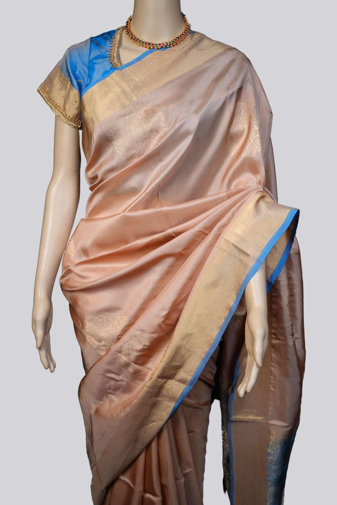 Kanjivaram Silk Set: Silver and Gold Zari Sarees with Butta Concept - JCS Fashions