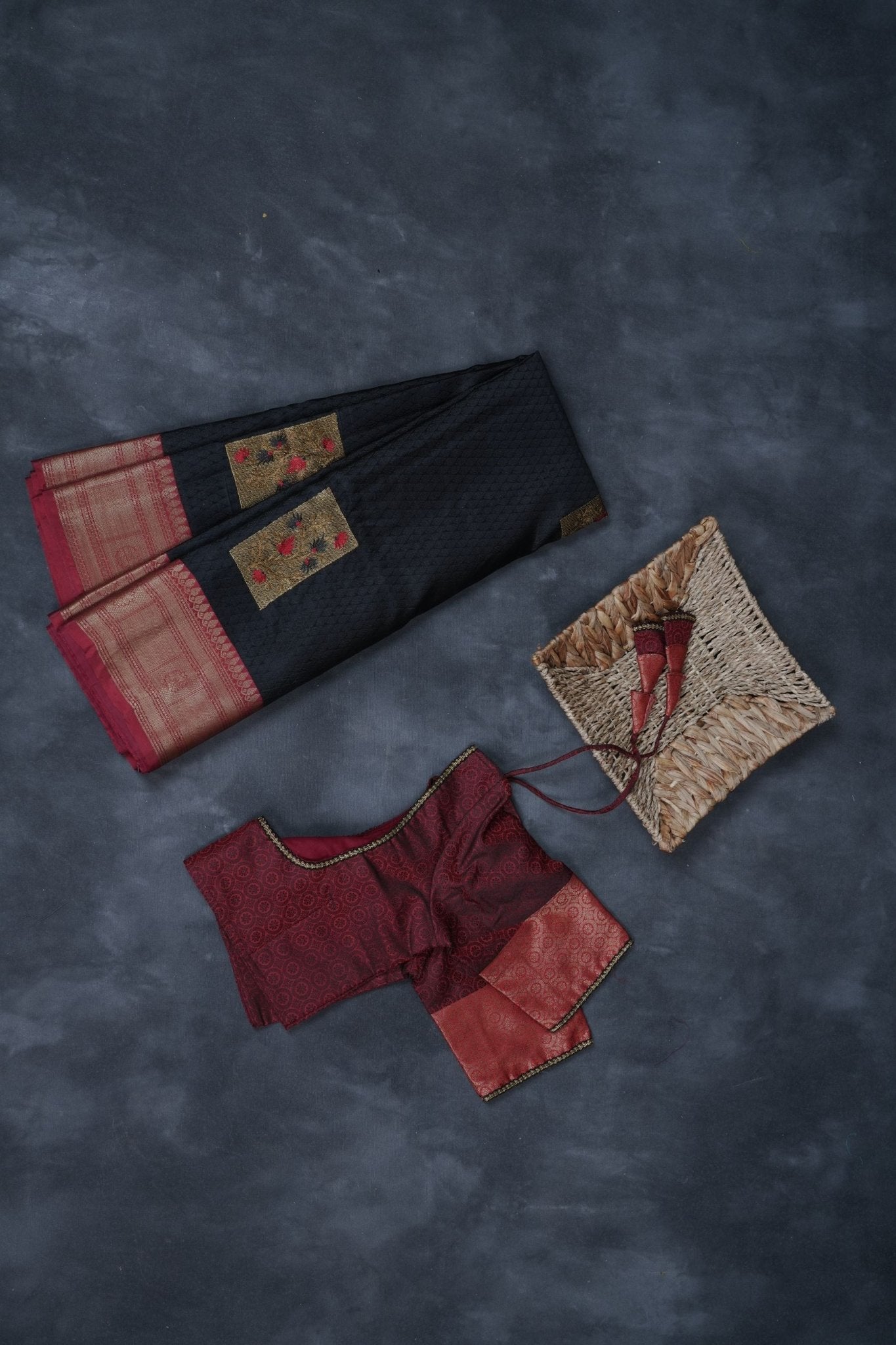 Kora Muslin Silk Saree, Embossed Design, Double-Side Border - Luxe Elegance SAREE JCS Fashions Black 5.5 Meters
