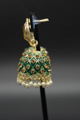 Kundan Jhumka Earrings With stones. Multiple Colors Available - JCS Fashions