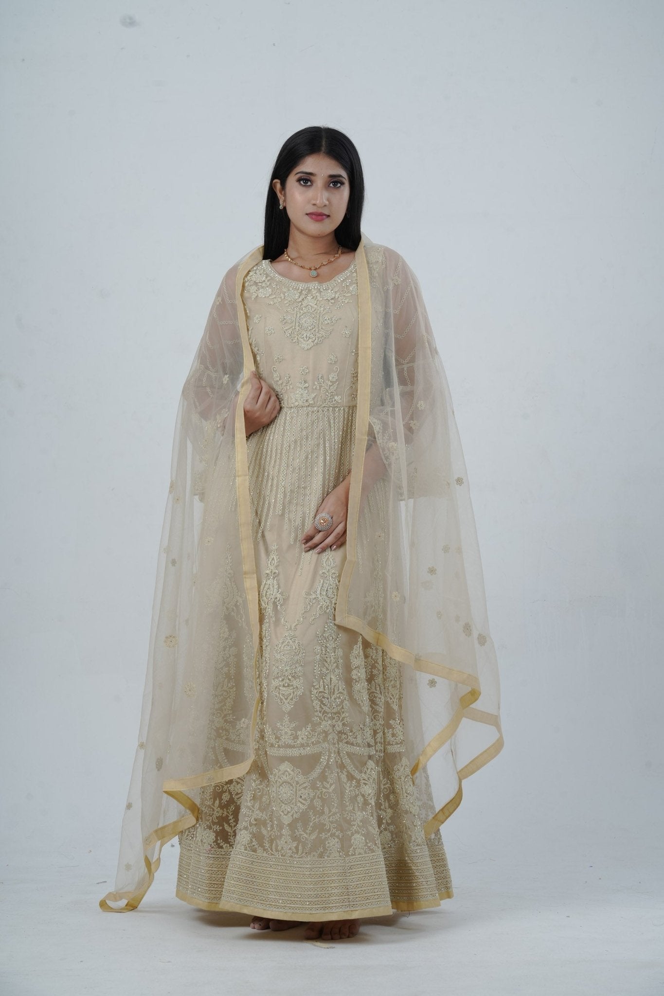 KURTI Embroidered & Stonework Long Gown with Santoon Lining KURTI JCS Fashions