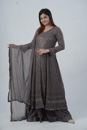 KURTI's Unique Georgette Salwar Suit with Sequins & Embroidery Details