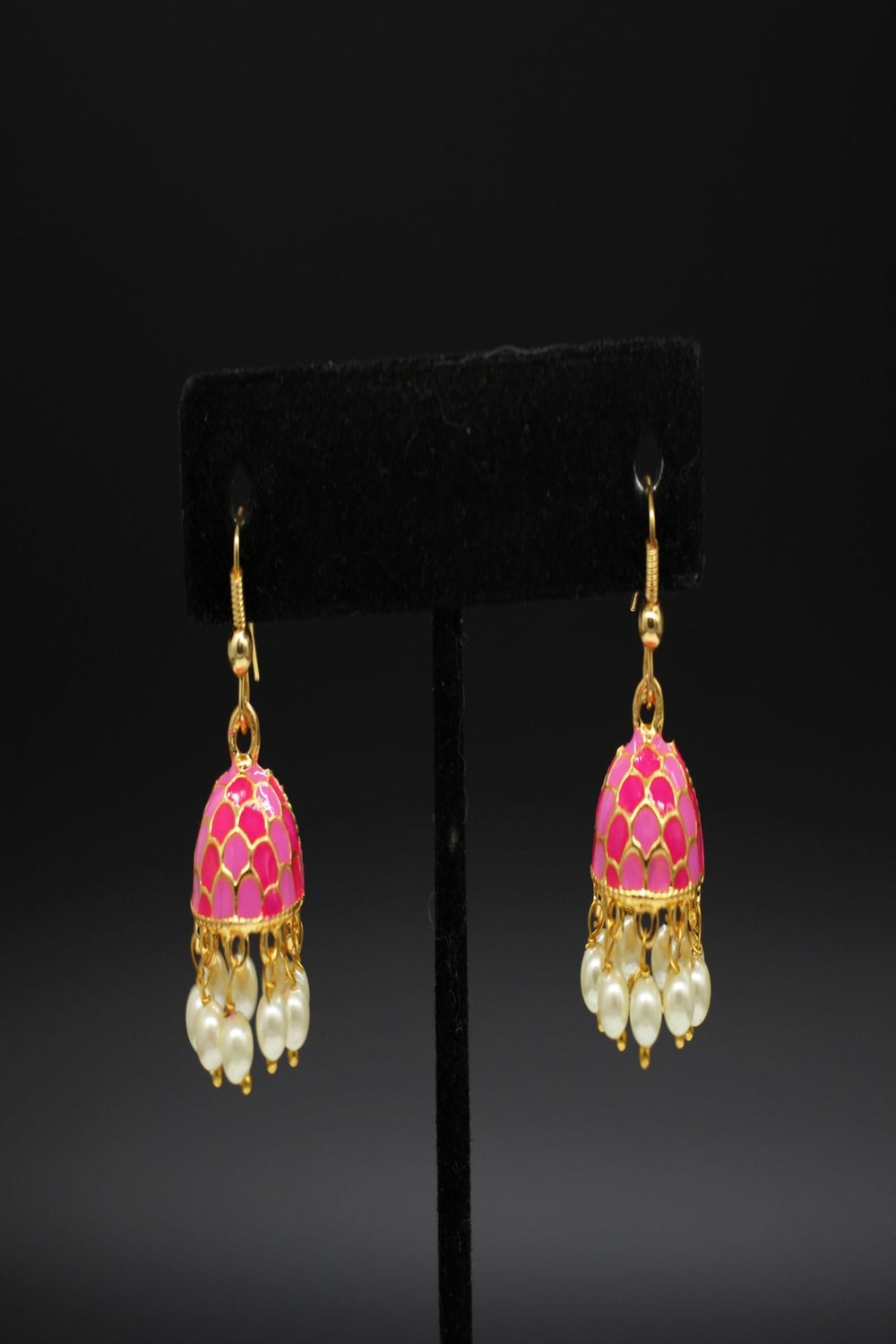 Lightweight Metal Earrings with Imitation Pearls |Alloy with Gold Plating Jewelry JCS Fashions Pink