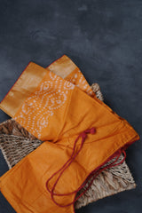 Liva Certified Linen Cotton Saree: Batik Prints and Contrast Border SAREE JCS Fashions