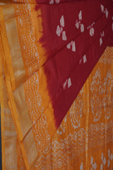 Liva Certified Linen Cotton Saree: Batik Prints and Contrast Border SAREE JCS Fashions